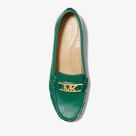 Michael Kors Camila Logo Moccasin Perforated Moccasin Jewel Green Women SZ 8 - Picture 2 of 9
